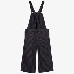 Chloé-Blue Striped Linen Dungarees | Childrensalon Outlet