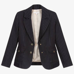 كلوي-جاكيت بدلة مزيج  كتّان لون كحلي و أبيض للبنات | Childrensalon Outlet