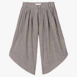 Chloé-بنطلون كولوت مزيج فيسكوز كاروهات لون بني وأسود | Childrensalon Outlet