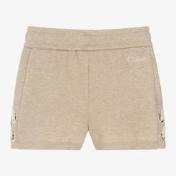 Chloé-Girls Beige Cotton Eyelet Shorts | Childrensalon Outlet
