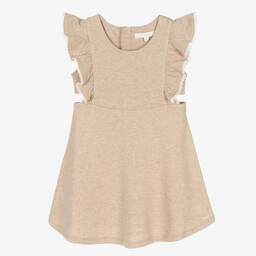 Chloé-Бежевое платье из джерси с вырезами | Childrensalon Outlet