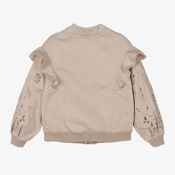 Chloé-Бежевая габардиновая куртка с вышивкой | Childrensalon Outlet