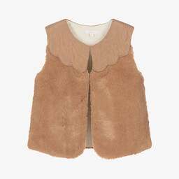 Chloé-Girls Beige Faux Fur Gilet | Childrensalon Outlet