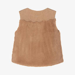 Chloé-Girls Beige Faux Fur Gilet | Childrensalon Outlet