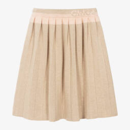 Chloé-Girls Beige Knit Pleated Skirt | Childrensalon Outlet