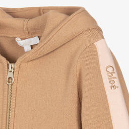 Chloé-Girls Beige Knit Zip-Up Hoodie | Childrensalon Outlet