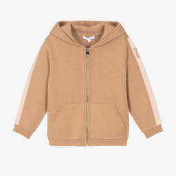 Chloé-Girls Beige Knit Zip-Up Hoodie | Childrensalon Outlet