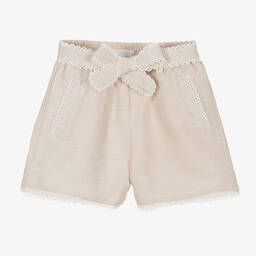 Chloé-Бежевые шорты из льна и хлопковой саржи | Childrensalon Outlet