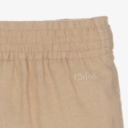 Chloé-Girls Beige Linen Shorts | Childrensalon Outlet