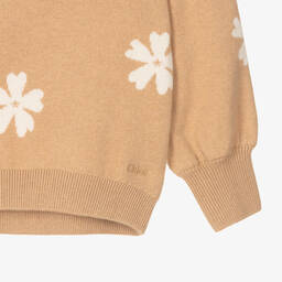 Chloé-Girls Beige Organic Cotton & Wool Sweater | Childrensalon Outlet