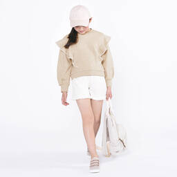 Chloé-Бежевый свитшот с рюшами | Childrensalon Outlet