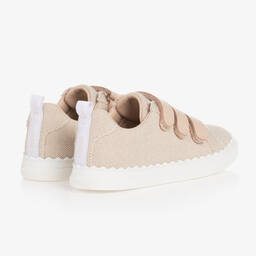 Chloé-Girls Beige Woven Canvas Trainers | Childrensalon Outlet