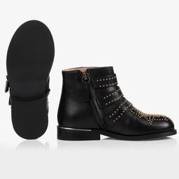 Chloé-Черные кожаные ботинки для девочек | Childrensalon Outlet