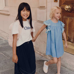 Chloé-Girls Blue Chambray Dress | Childrensalon Outlet