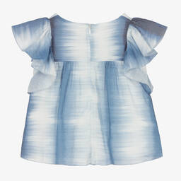 Chloé-Голубая хлопковая блузка с градиентным эффектом | Childrensalon Outlet