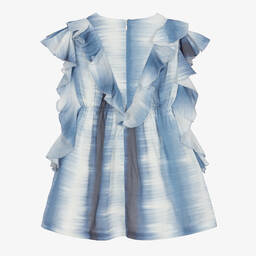Chloé-Girls Blue Cotton Gradient Dress | Childrensalon Outlet