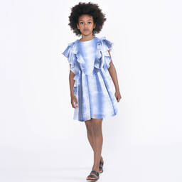 Chloé-Girls Blue Cotton Gradient Dress | Childrensalon Outlet