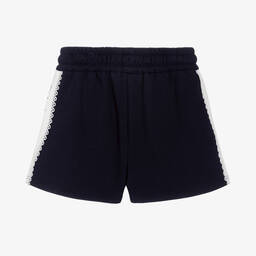 Chloé-Girls Blue Cotton Logo Shorts | Childrensalon Outlet