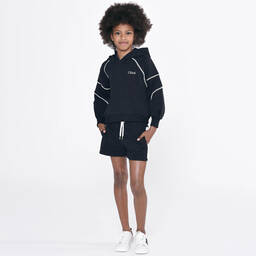 Chloé-Girls Blue Cotton Logo Shorts | Childrensalon Outlet