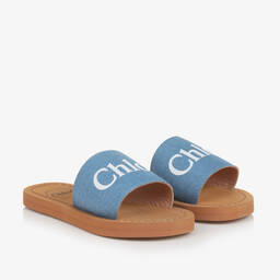 Chloé-Голубые джинсовые шлепанцы для девочек | Childrensalon Outlet