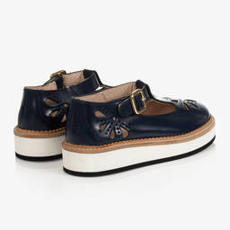 Chloé-Girls Blue Leather Logo Shoes | Childrensalon Outlet