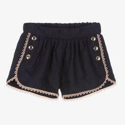 كلوي-شورت قطن وكتان لون كحلي للبنات | Childrensalon Outlet