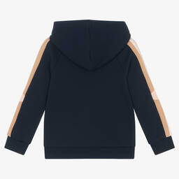 Chloé-Синий топ из органического хлопка на молнии с капюшоном | Childrensalon Outlet