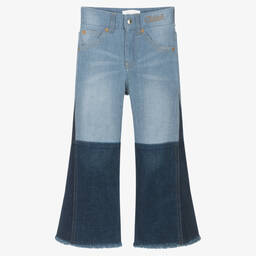 Chloé-Синие джинсы в стиле пэчворк | Childrensalon Outlet