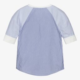 Chloé-Голубая блузка в полоску для девочек | Childrensalon Outlet