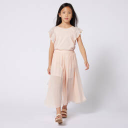 Chloé-Girls Blush Silk Crêpe Pants | Childrensalon Outlet