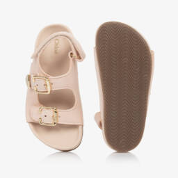 Chloé-Girls Blush Suede Buckle Sandals | Childrensalon Outlet
