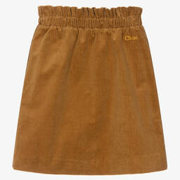 Chloé-Girls Brown Corduroy Skirt  | Childrensalon Outlet