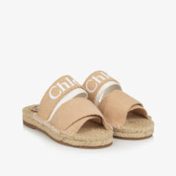 Chloé-Шикарные бежевые сандалии с логотипом для девочек | Childrensalon Outlet