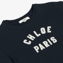 Chloé-تي شيرت كلاسيكي قطني أزرق للبنات | Childrensalon Outlet