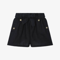 Chloé-Girls Classic Navy Linen Bermudas | Childrensalon Outlet