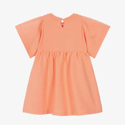 Chloé-Girls Coral Orange Cotton Floral Dress | Childrensalon Outlet