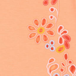 كلوي-تيشيرت قطن لون برتقالي مرجاني بطبعة ورود | Childrensalon Outlet