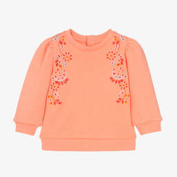 Chloé-Girls Coral Orange Cotton Sweatshirt | Childrensalon Outlet