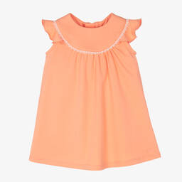 Chloé-Girls Coral Pink Cotton Dress | Childrensalon Outlet