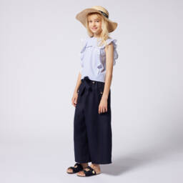 Chloé-Girls Cotton Blouse in Sky Stripes | Childrensalon Outlet