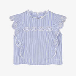 Chloé-Girls Cotton Blouse in Sky Stripes | Childrensalon Outlet