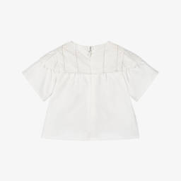 Chloé-Girls Creamy Embroidered Collar Top | Childrensalon Outlet