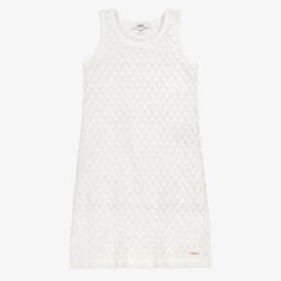 Chloé-Girls Delightful Ivory Cotton Knit Dress | Childrensalon Outlet