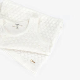 Chloé-Girls Delightful Ivory Cotton Knit Dress | Childrensalon Outlet