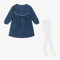 Chloé-Girls Denim Dress with Tights | Childrensalon Outlet