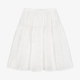 Chloé-Girls Elegant Ivory Cotton Skirt | Childrensalon Outlet