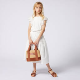 Chloé-Girls Elegant Ivory Cotton Skirt | Childrensalon Outlet