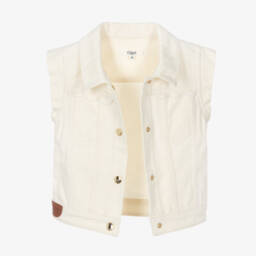 Chloé-Girls Elegant Scalloped Denim Vest | Childrensalon Outlet