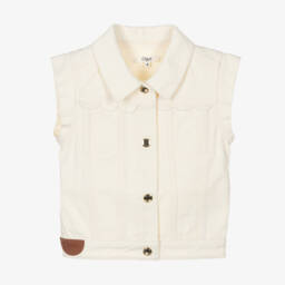 Chloé-Girls Elegant Scalloped Denim Vest | Childrensalon Outlet