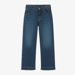 Chloé-Girls Flared Blue Denim Trousers | Childrensalon Outlet